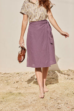 Fely Wrap Midi Skirt Purple