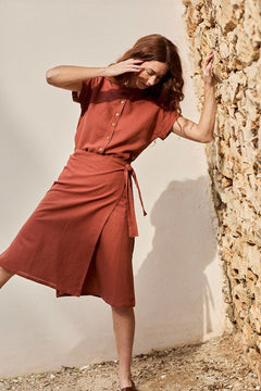 Fely Wrap Midi Skirt Rooibos Red