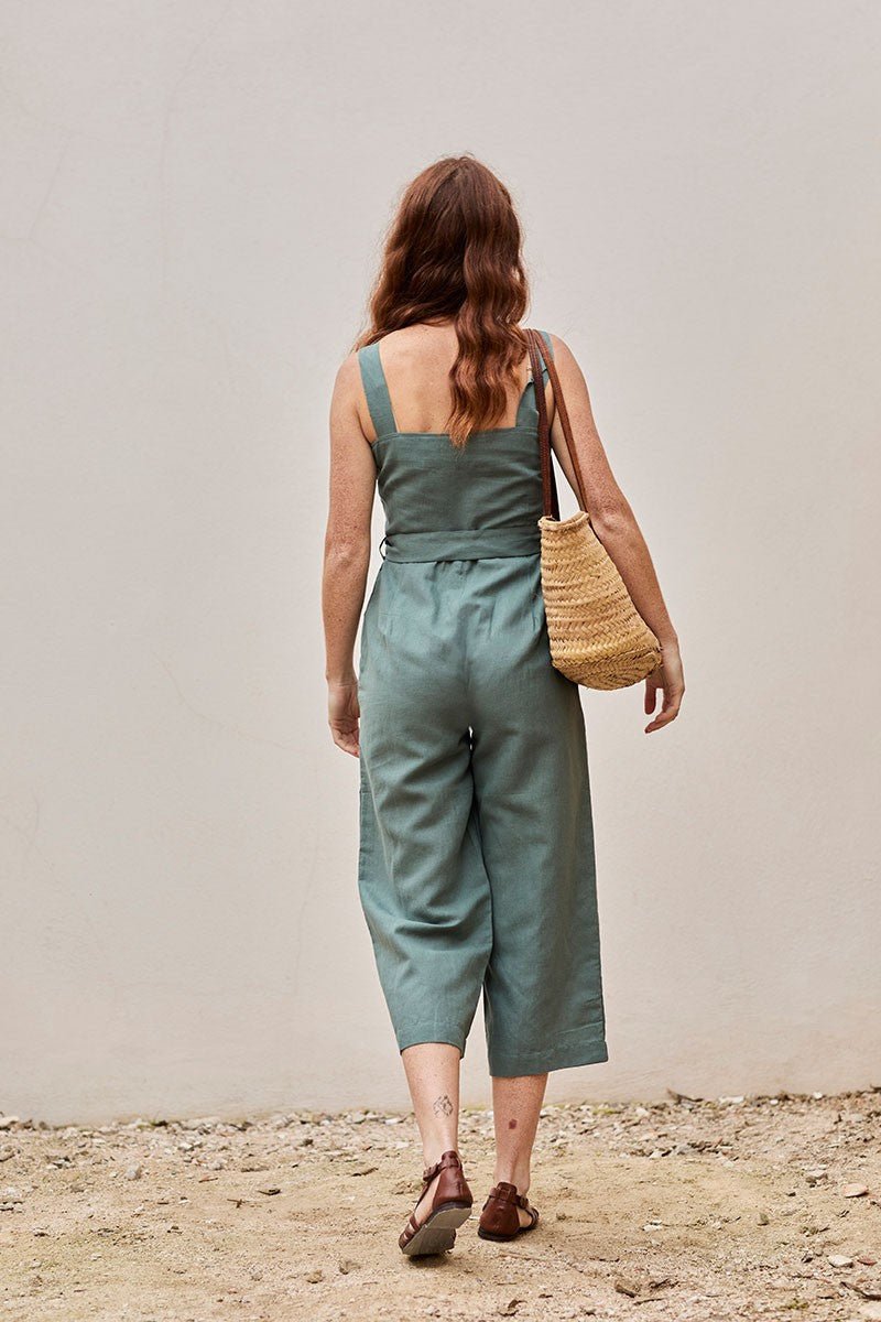 Fancy Linen Jumpsuit Aquamarine Blue