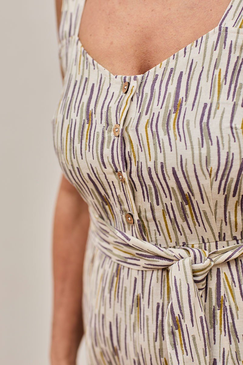 Fancy Linen Jumpsuit Beige Jungle