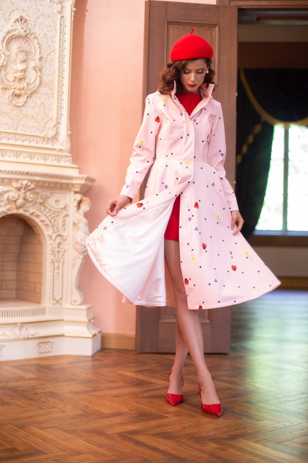 Fit and Flare Raincoat with A-Line Hem Cotton Candy Pink