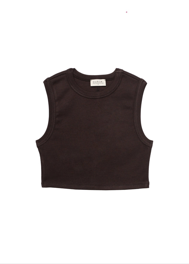Kurt High-Neck Cropped Tank Top Brown