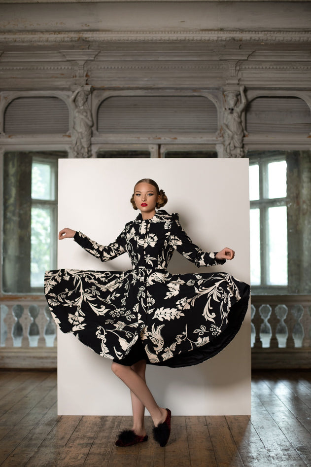 Fit and Flare Raincoat with Full Circle Hem Blooming Night