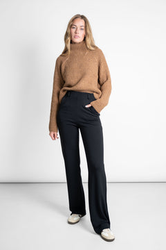Wide Leg Jersey Pants Black