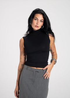 Petra Fitted High-Neck Top Black