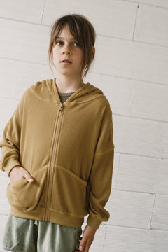 Kid's Helmi Waffle Hoodie Mustard
