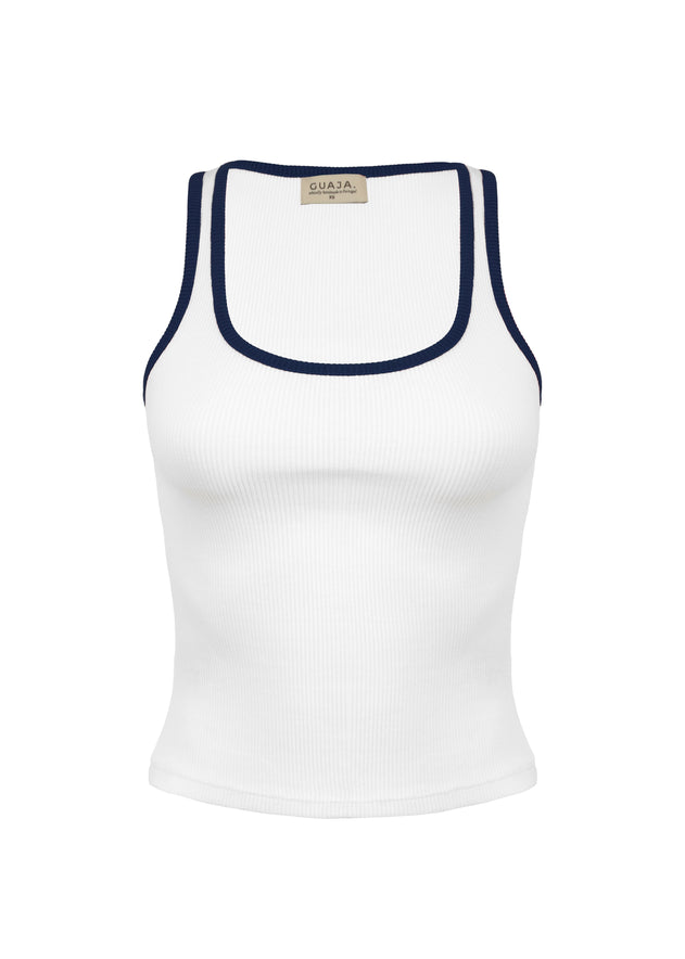 Jimmy Contrast Tank Top White / Blue