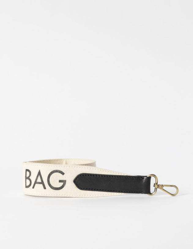 Shoulder Canvas Logo Strap White & Black Classic Leather