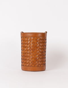 Zola Woven Leather Bag Cognac Brown