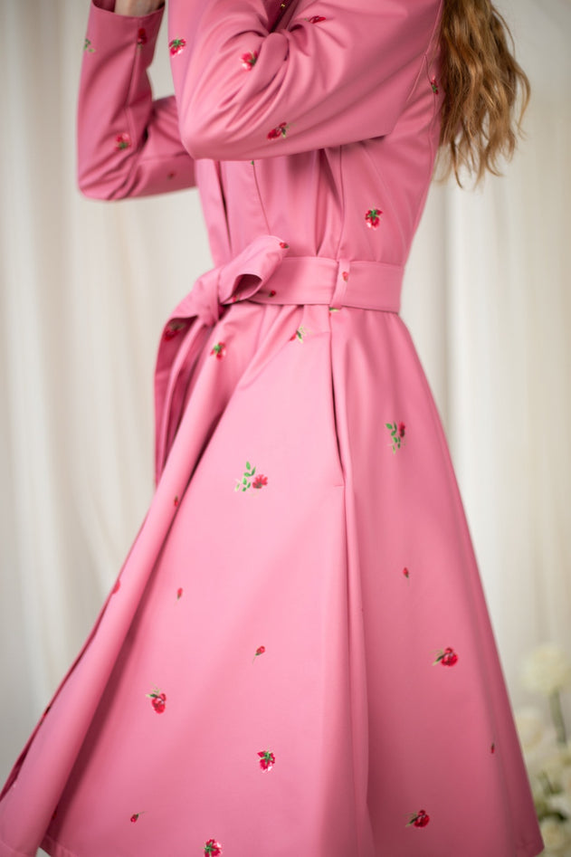 Fit and Flare Raincoat with Full Circle Hem Raspberry Sorbet