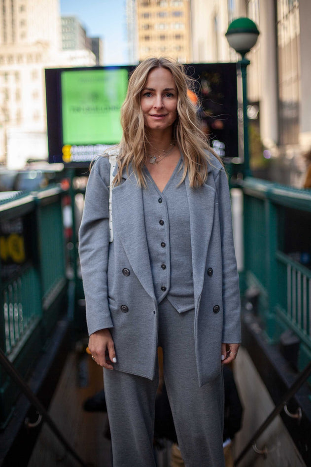 Forza Knitted Merino Blazer Light Grey