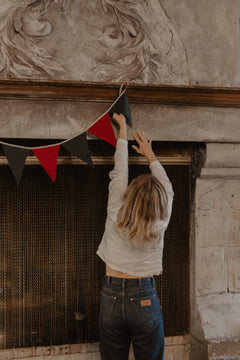 Linen Bunting Christmas Green/Red