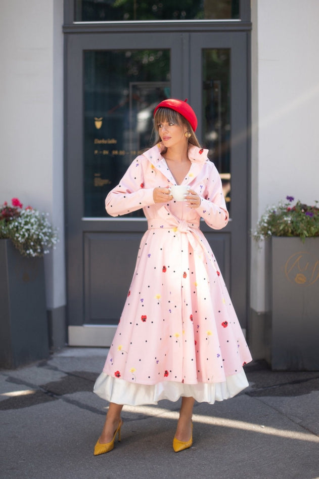 Fit and Flare Raincoat with A-Line Hem Cotton Candy Pink