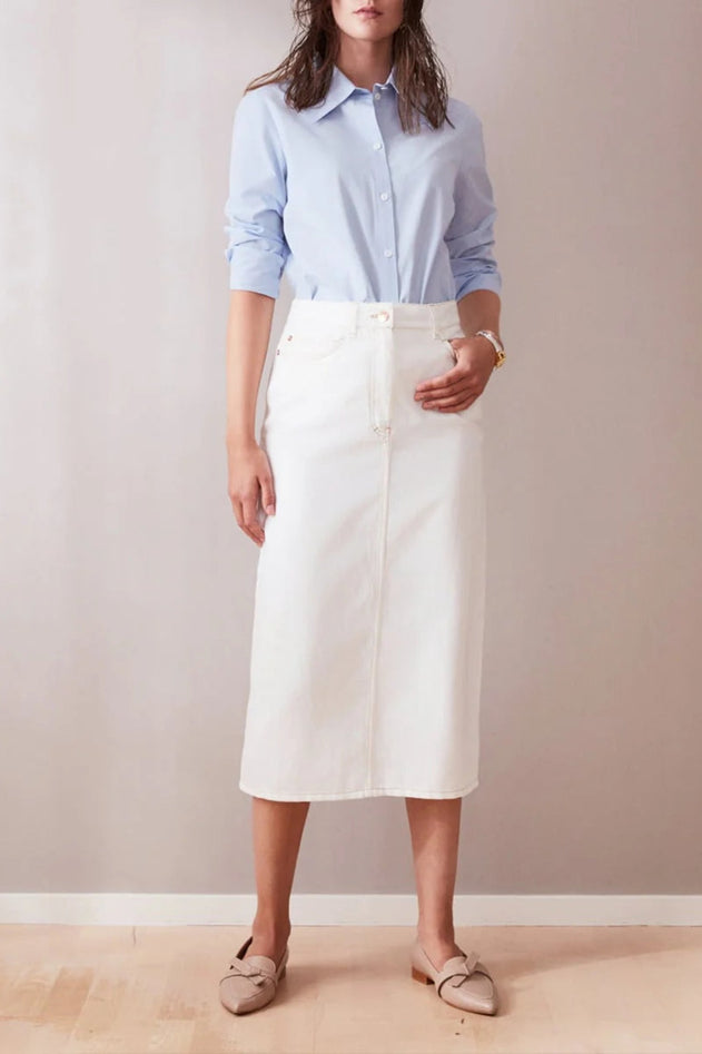 Five Pocket Midi Skirt White - Studio Heijne