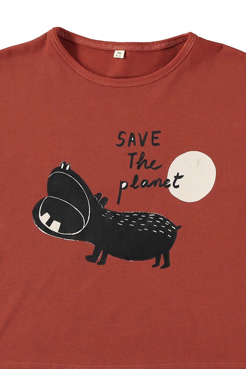 Kid's Organic Cotton T-Shirt Red Hippo
