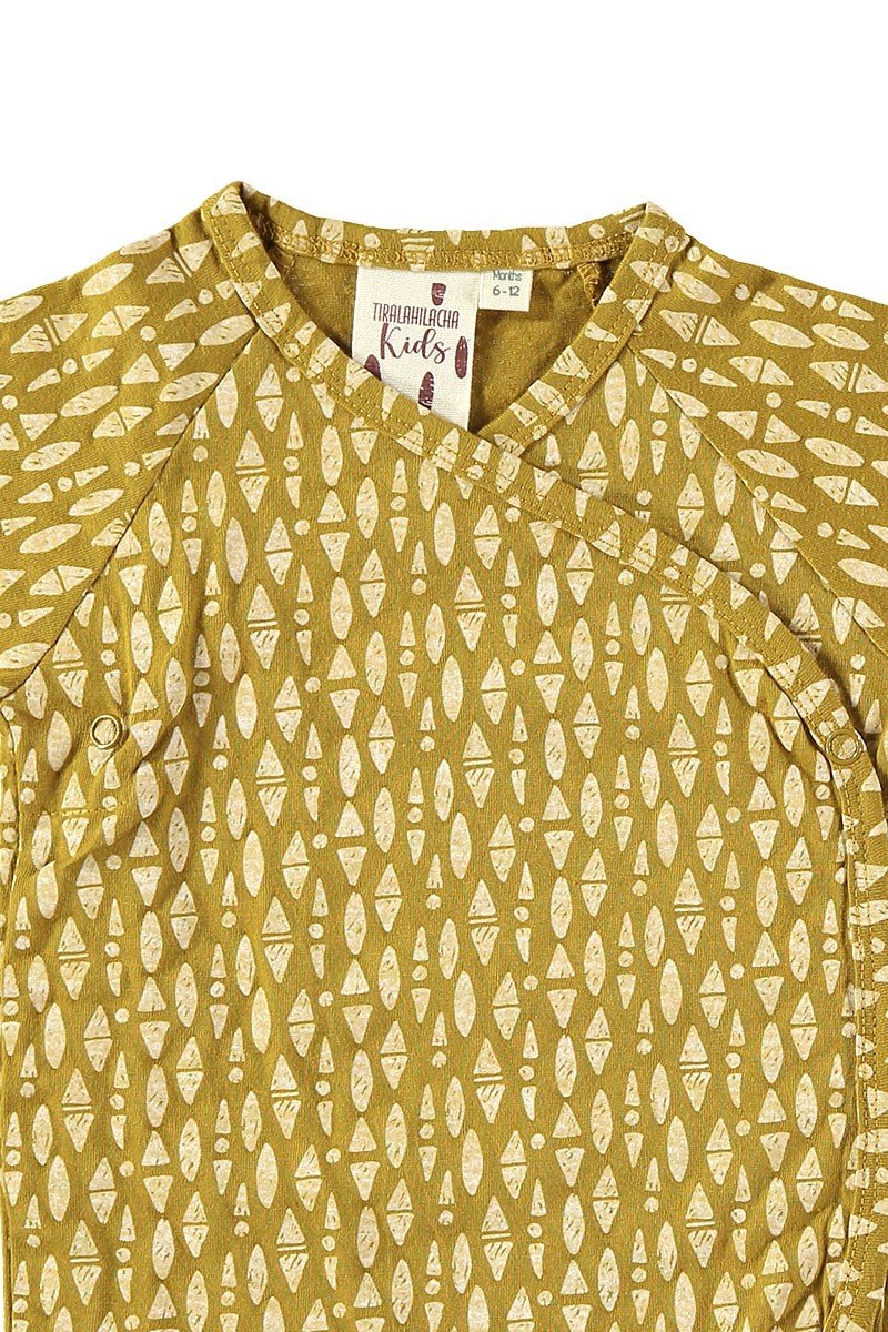 Baby's Kimono Bodysuit Ethnic Mustard