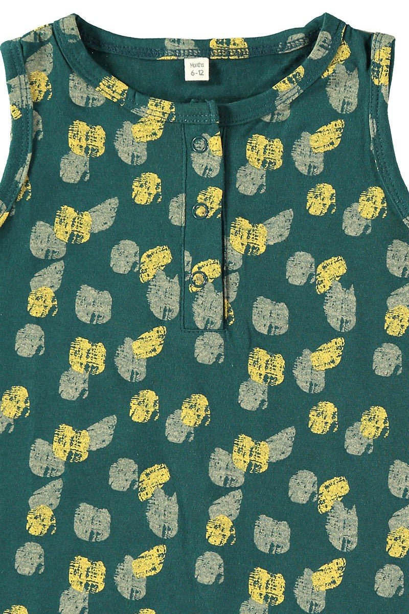 Baby's Organic Cotton Romper Blue/Green