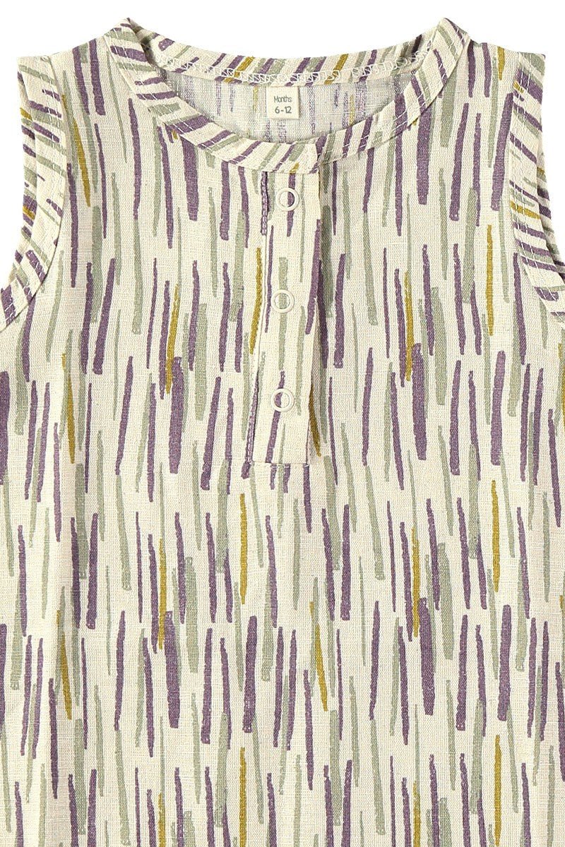 Baby's Linen Blend Romper Jungle Beige