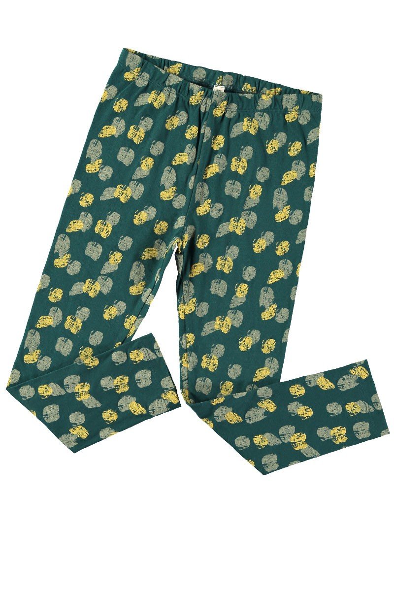 Kid's Organic Cotton Tights Footprints Blue/Green
