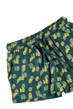 Kids' Organic Cotton Shorts Footprints Blue/Green