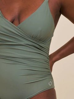 Medewi Draped Swimsuit Army
