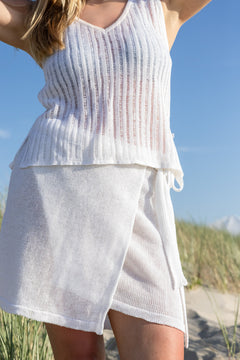 Mare Linen Wrap Skirt White