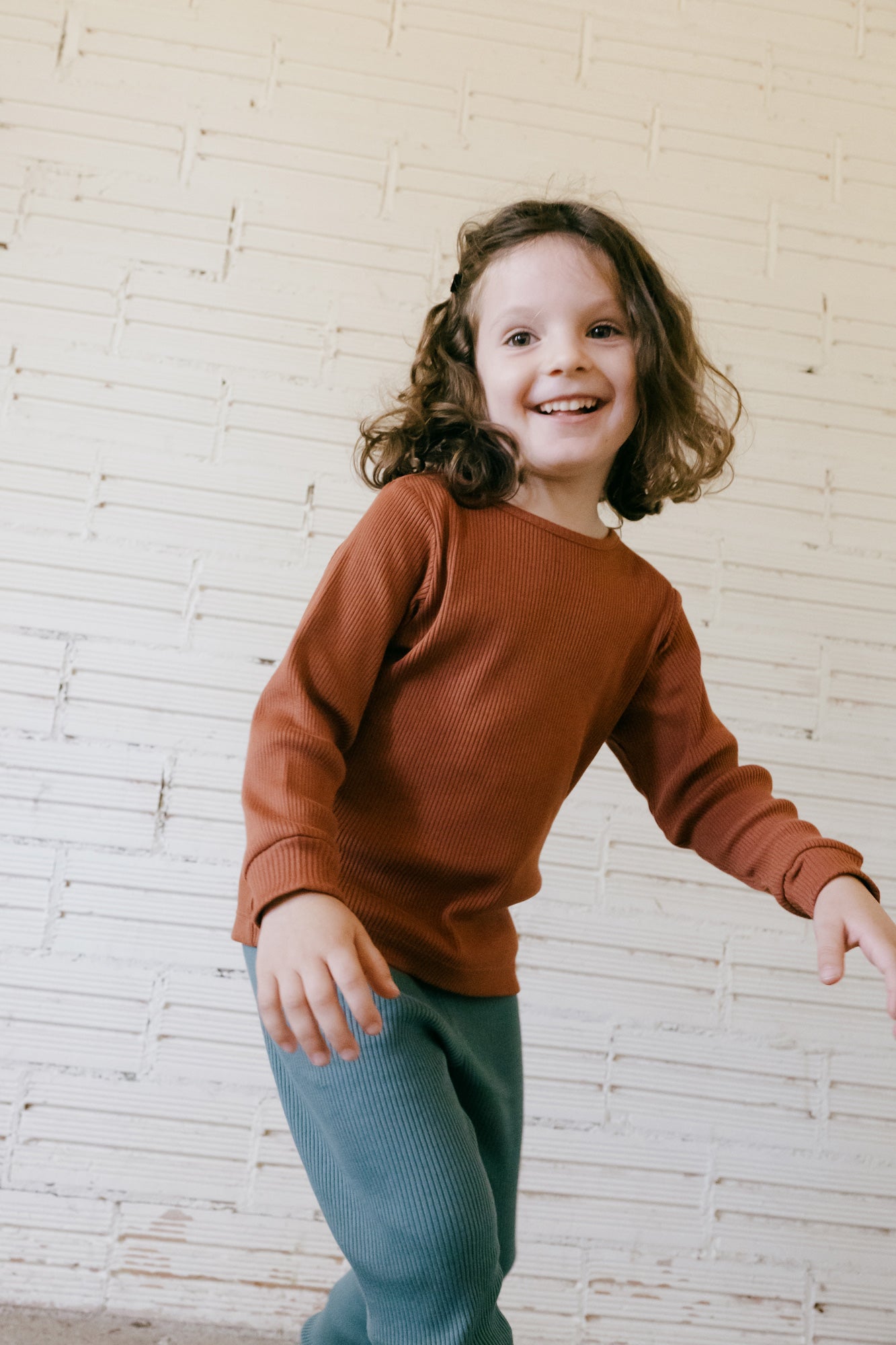 Kid's Grace Ribbed T-Shirt Mars Red