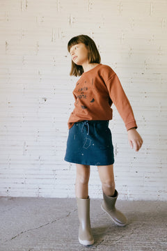 Kids' Gaya Short Flared Skirt Blue Constellations