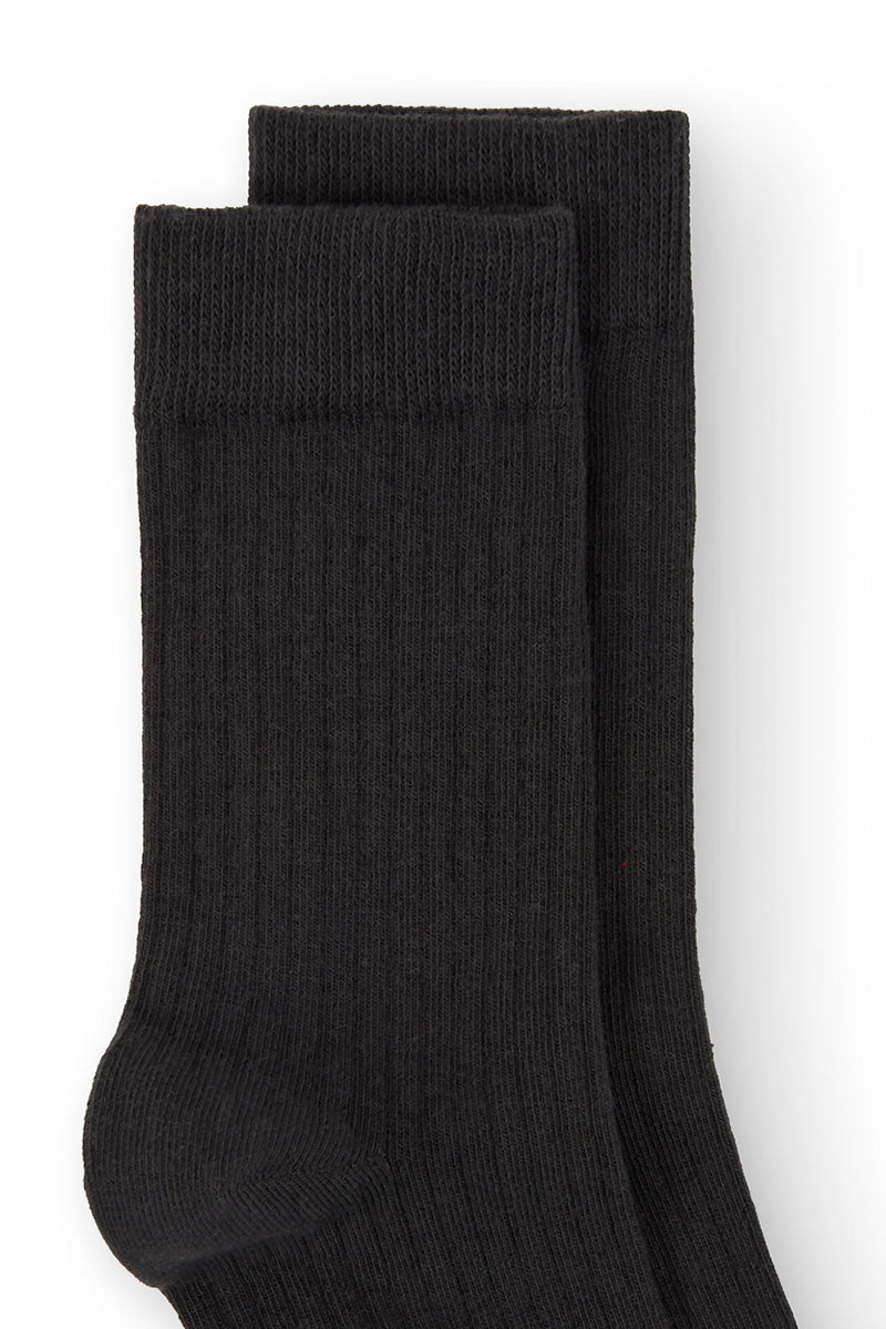 Kids' Ribbed Crew Socks Cosmos Black