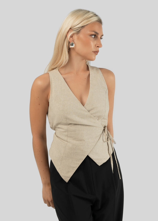 Chloe Double Breasted Linen Vest