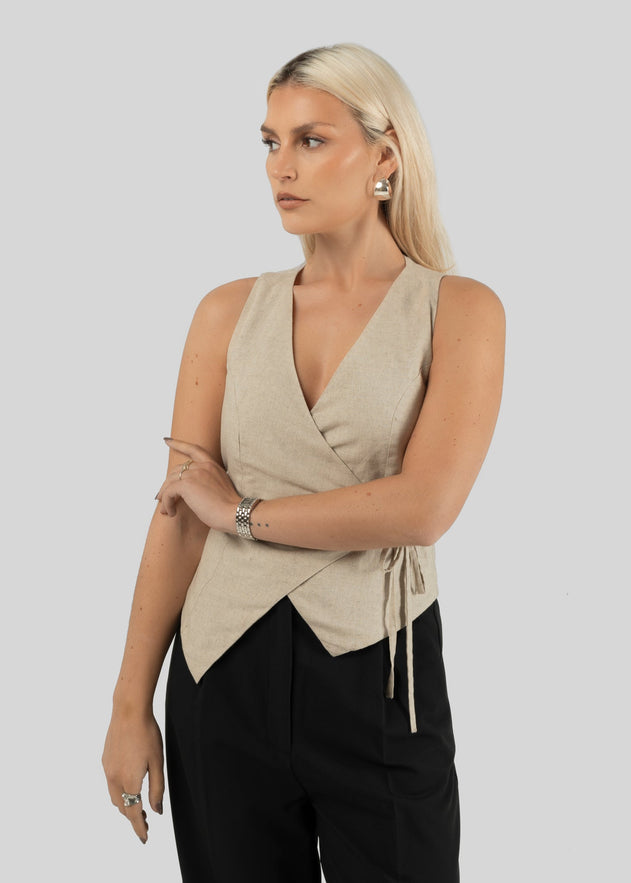 Chloe Double Breasted Linen Vest