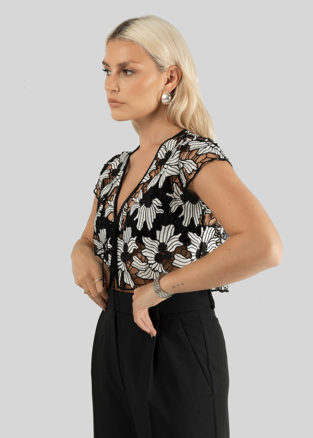 Liv Lace Top Black & White