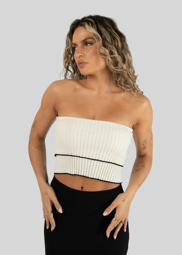 Giselle Bandeau Knitted Toppi Valkoinen