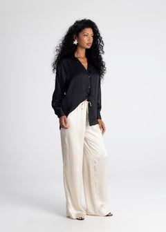 Midnight Satin Shirt Black