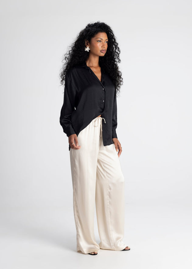 Midnight Satin Shirt Black