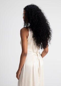 Elena Long Satin Dress Beige