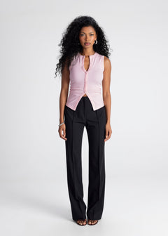 Chiara Fitted Ribbed Top Baby Pink