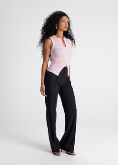 Chiara Fitted Ribbed Top Baby Pink