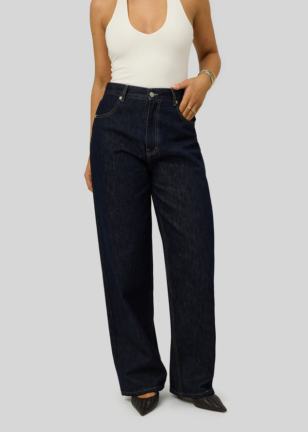 Knox Relaxed Straight Jeans Dark Blue