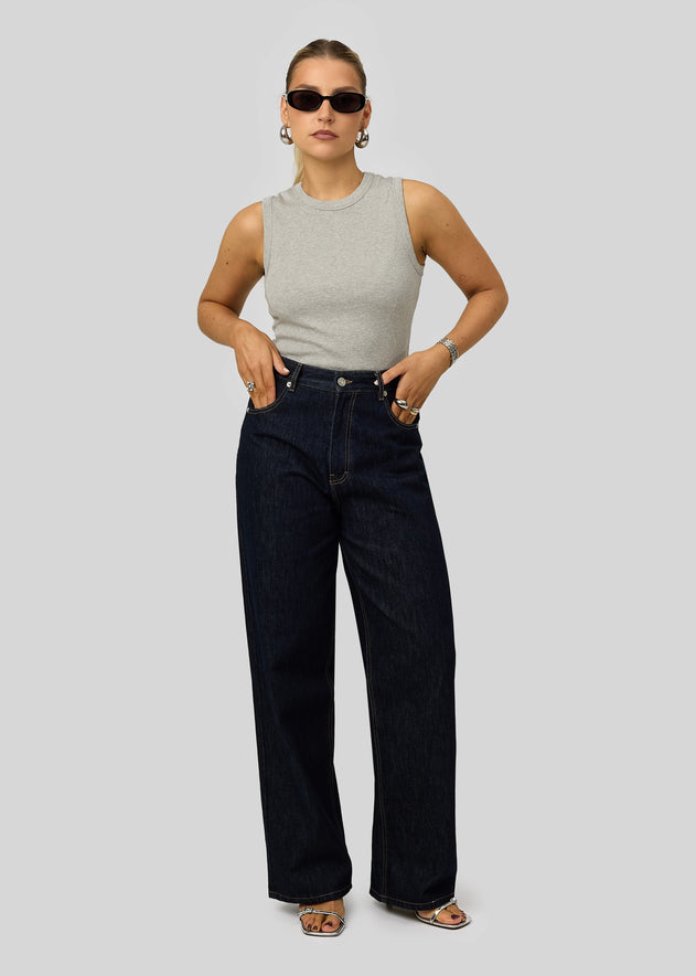 Knox Relaxed Straight Jeans Dark Blue