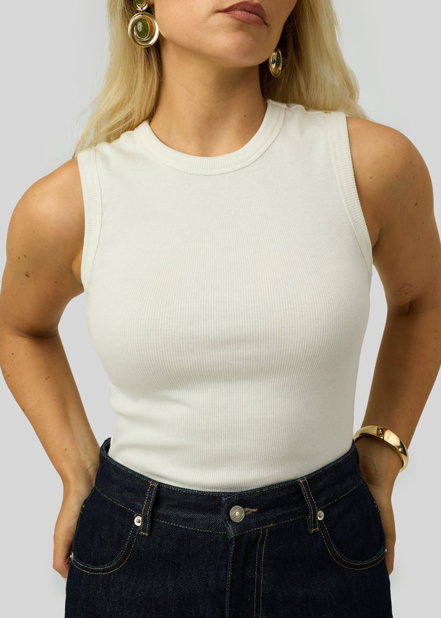 Kurt High-Neck Tank Top White