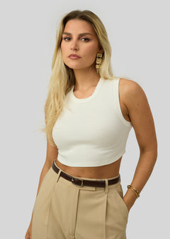 Kurt High-Neck Cropped Tank Top White