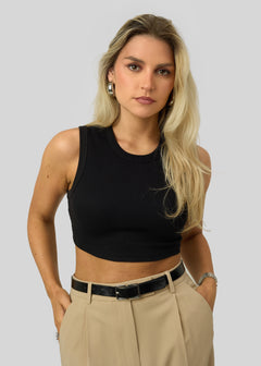Kurt High-Neck Cropped Tank Top Black