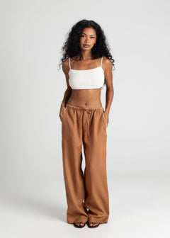 Mai Loose Linen Pants - Terracotta