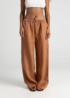 Mai Loose Linen Pants - Terracotta