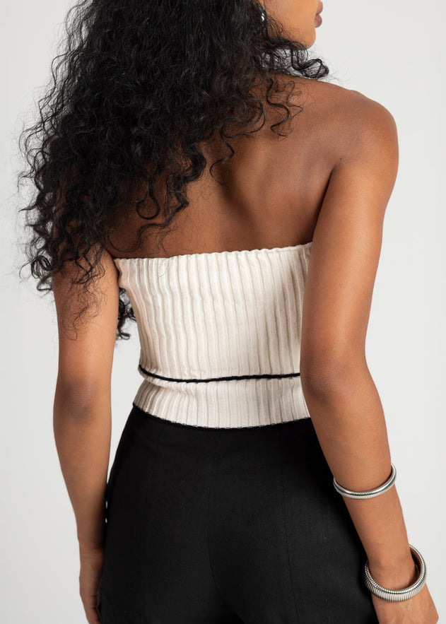 Giselle Bandeau Knitted Toppi Valkoinen