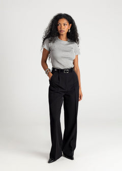 Classic Loose Ribbed T-Shirt Grey