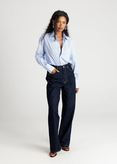 The Boyfriend Oversized Shirt Blue & White Stripes