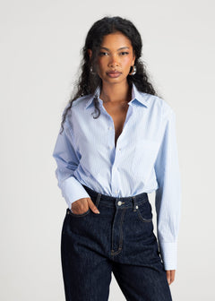 The Boyfriend Oversized Shirt Blue & White Stripes