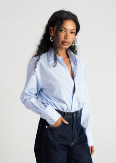 The Boyfriend Oversized Shirt Blue & White Stripes